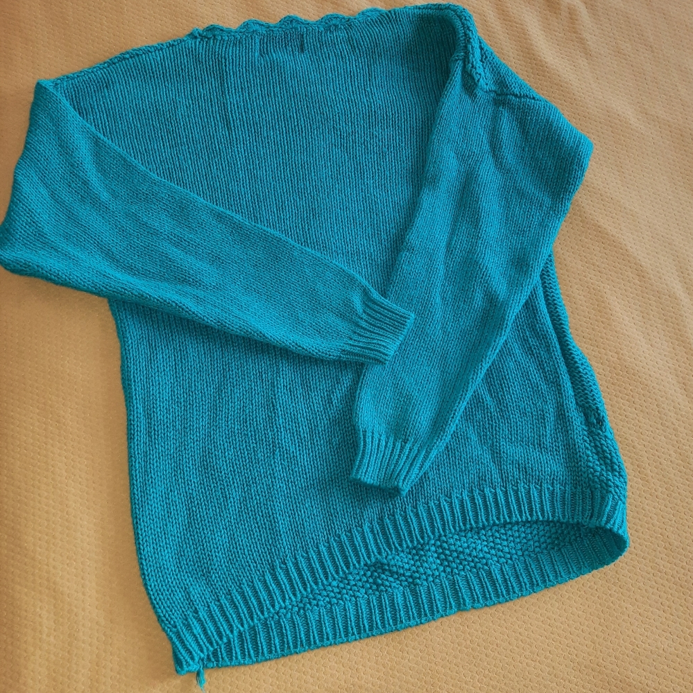 VINTAGE • 80s Hand Knit Crochet Popcorn Sweater - Picture 5 of 10